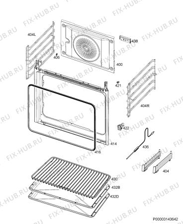 Взрыв-схема плиты (духовки) Electrolux OPEB4530X - Схема узла Oven