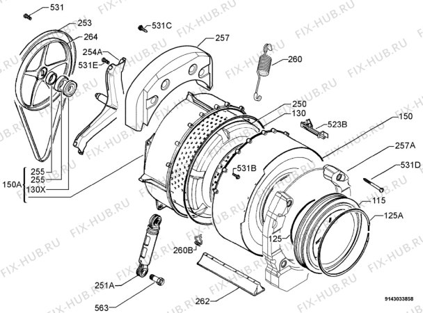 Взрыв-схема стиральной машины Tricity Bendix TBWD1210 - Схема узла Functional parts 267