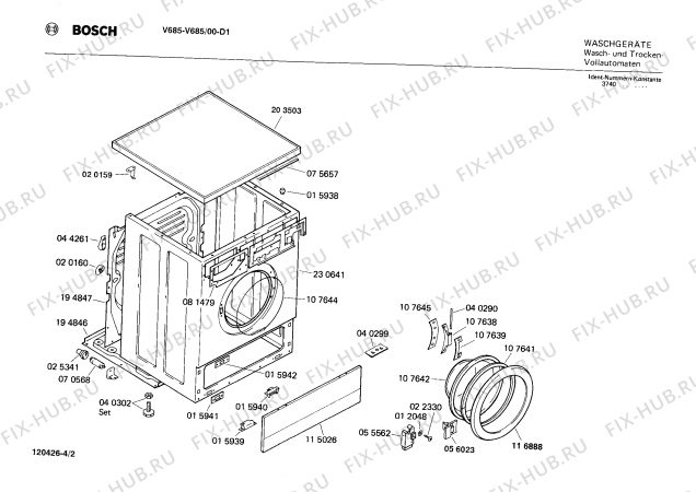 Взрыв-схема стиральной машины Bosch V685 - Схема узла 02