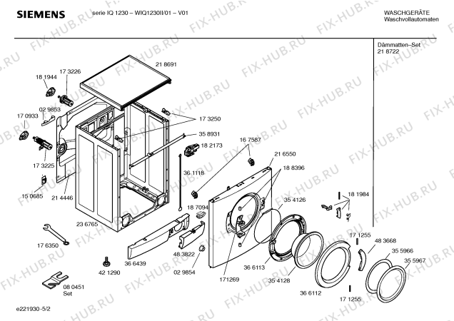 Схема №5 WIQ1430EU serie IQ 1430 с изображением Инструкция по установке и эксплуатации для стиралки Siemens 00580769