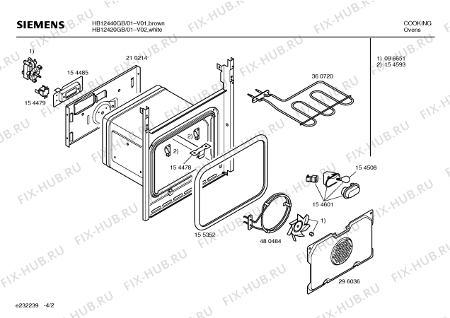 Взрыв-схема плиты (духовки) Siemens HB12420GB - Схема узла 02