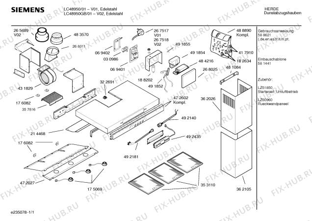 Схема №1 LC48650 с изображением Инструкция по установке/монтажу для электровытяжки Siemens 00581441