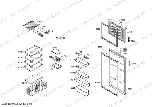 Схема №2 BD2353T с изображением Дверь для холодильной камеры Bosch 00244827