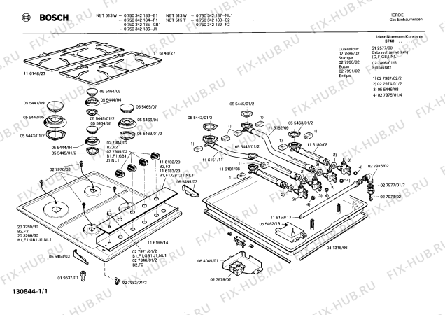 Схема №1 0750342187 NET513W с изображением Панель для духового шкафа Bosch 00116183