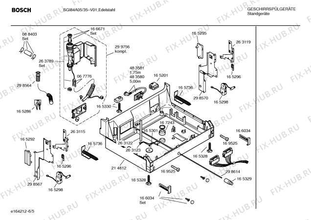 Взрыв-схема посудомоечной машины Bosch SGI84A05 Exclusiv - Схема узла 05