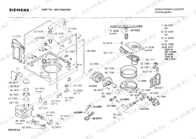 Взрыв-схема посудомоечной машины Siemens SN772000 - Схема узла 02