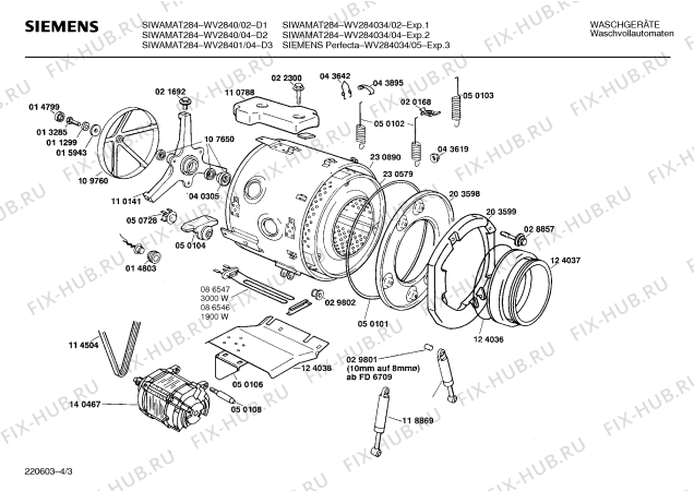 Взрыв-схема стиральной машины Siemens WV28401 SIWAMAT PLUS 284 - Схема узла 03