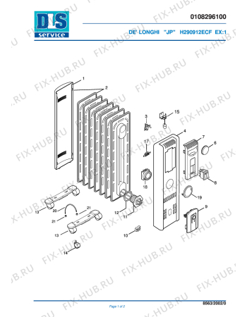 Запчасти для вентилятора (обогревателя) DELONGHI H290912ECF EX:1