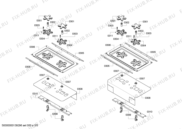 Схема №3 PCG364EL с изображением Панель для плиты (духовки) Bosch 00478902