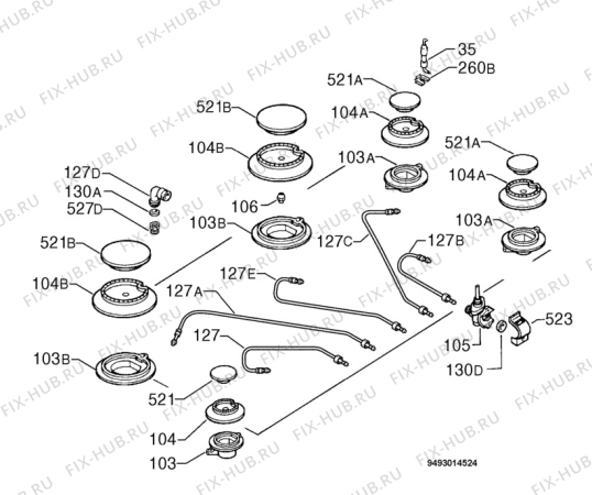 Взрыв-схема плиты (духовки) Zanussi ZGM7541X - Схема узла Functional parts 267