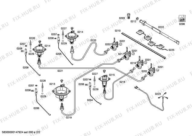 Взрыв-схема плиты (духовки) Bosch NGU2121DN - Схема узла 02
