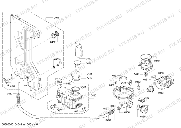 Взрыв-схема посудомоечной машины Bosch SMS50E02RU - Схема узла 04