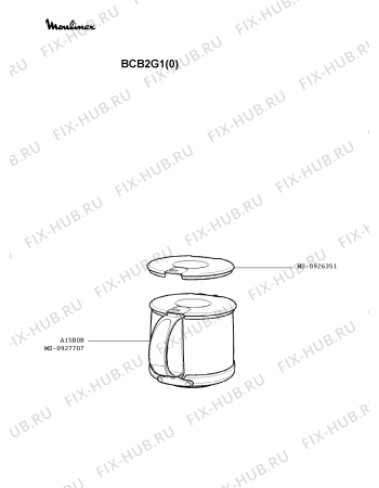 Взрыв-схема кофеварки (кофемашины) Moulinex BCB2G1(0) - Схема узла DP002488.9P2