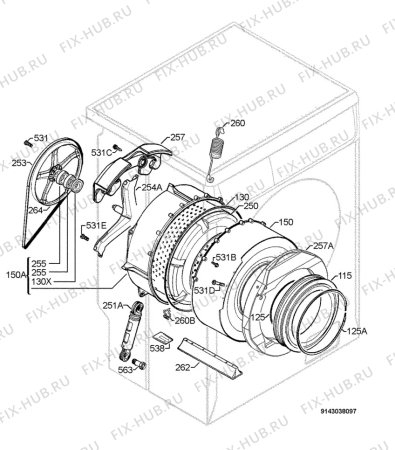 Взрыв-схема стиральной машины Rex Electrolux RWS6010W - Схема узла Functional parts 267