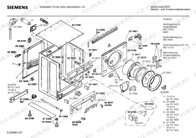 Взрыв-схема стиральной машины Siemens WI54530 SIWAMAT PLUS 5453 - Схема узла 02