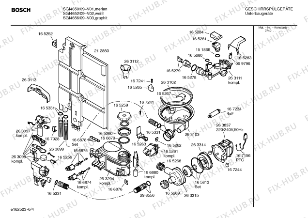 Взрыв-схема посудомоечной машины Bosch SGI4650 Silence comfort - Схема узла 04