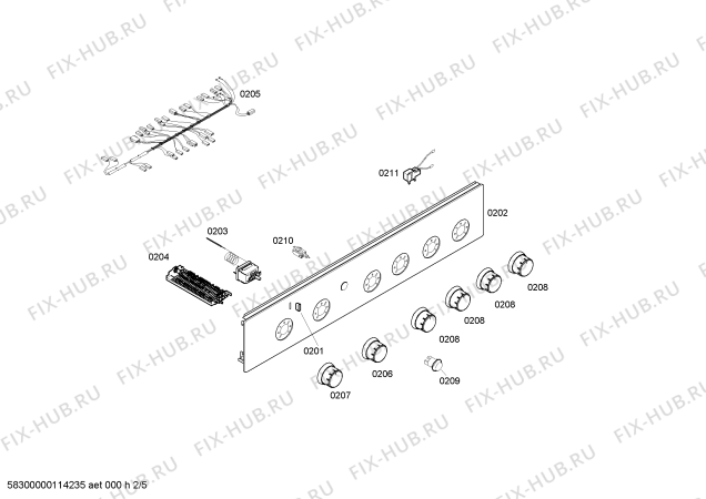 Взрыв-схема плиты (духовки) Bosch HSV422020N - Схема узла 02