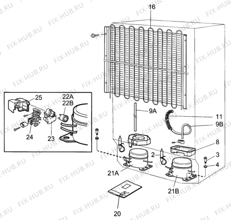 Взрыв-схема холодильника Arthurmartinelux AR9671W - Схема узла Cooling system 017
