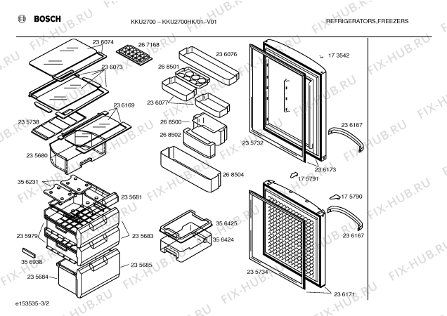 Взрыв-схема холодильника Bosch KKU2700HK - Схема узла 02