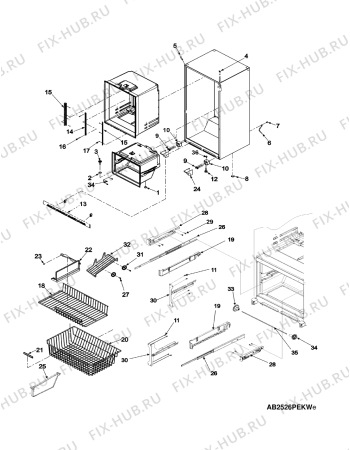 Схема №8 AB2526PEKW с изображением Шуруп для холодильной камеры Whirlpool 482000094421
