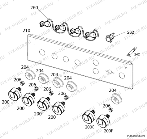 Взрыв-схема плиты (духовки) Rex Electrolux RKG21100OW - Схема узла Command panel 037