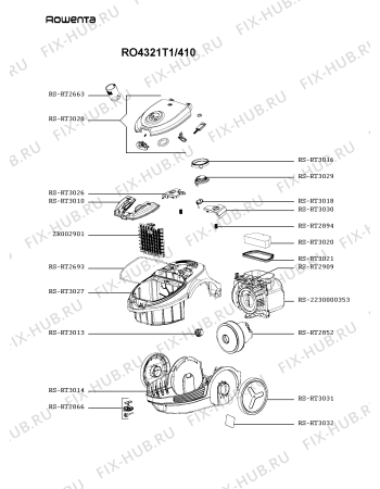 Схема №2 RO4321T1/410 с изображением Электромотор для пылесоса Rowenta RS-2230000353