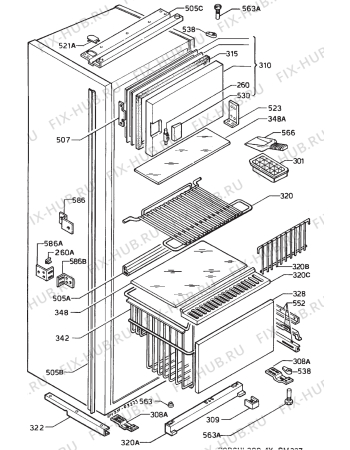 Взрыв-схема холодильника Zanussi ZR304CTF - Схема узла Housing 001