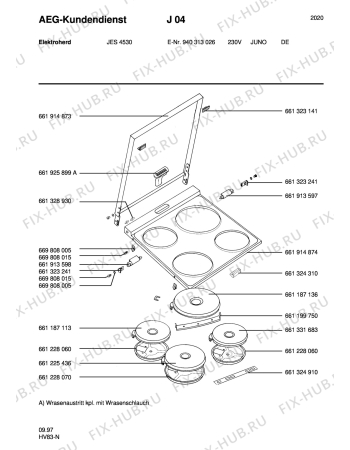 Взрыв-схема плиты (духовки) Juno JUNO JES 4530 - Схема узла Section1