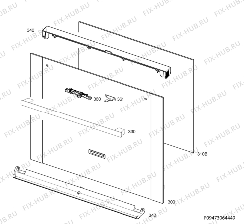 Взрыв-схема плиты (духовки) Electrolux EKK6050AOW - Схема узла Door