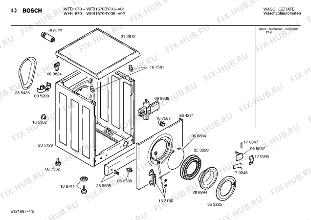 Взрыв-схема стиральной машины Bosch WFB1670BY BOSCH Home Comfort - Схема узла 02