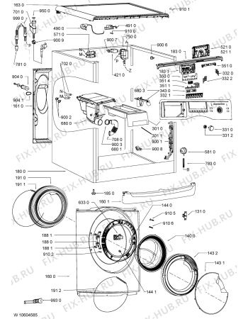 Схема №1 WA BW 87 EC с изображением Модуль (плата) для стиралки Whirlpool 481010725652