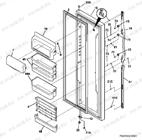 Взрыв-схема холодильника Electrolux ERL6296KK10 - Схема узла Refrigerator door