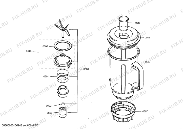 Взрыв-схема кухонного комбайна Bosch MUM4701 ProfiMixx47 electronic - Схема узла 05