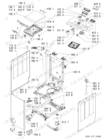 Схема №2 AWE 9829 с изображением Обшивка для стиральной машины Whirlpool 480111100831