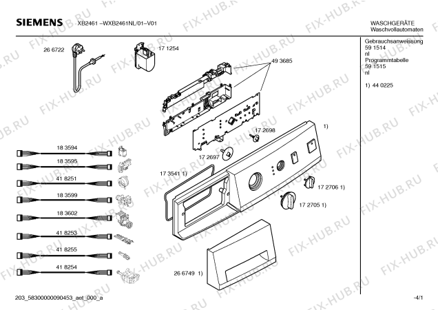 Схема №3 WXB2471NL XB 2471 с изображением Инструкция по эксплуатации для стиралки Siemens 00591514