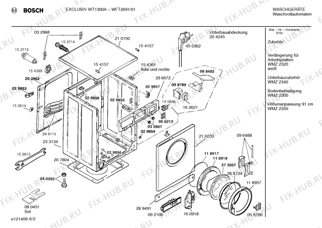 Взрыв-схема стиральной машины Bosch WFT2691 EXCLUSIV WT1300A - Схема узла 02