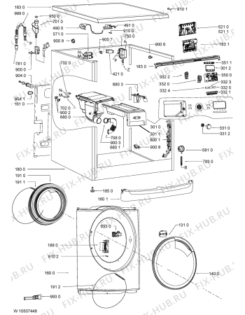 Схема №1 AWOE 71400 с изображением Обшивка для стиральной машины Whirlpool 481010435133