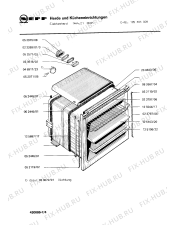 Взрыв-схема плиты (духовки) Neff 195303009 1444.21NCSM - Схема узла 04