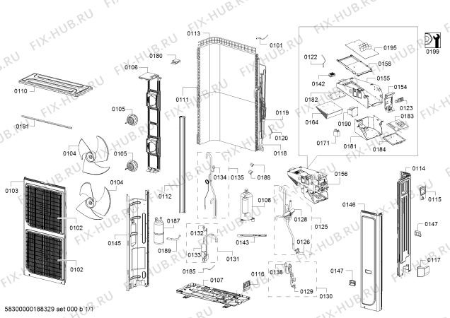 Схема №1 B1ZMA42004 42000 BTU DIS UNITE с изображением Шасси для кондиционера Bosch 00771938