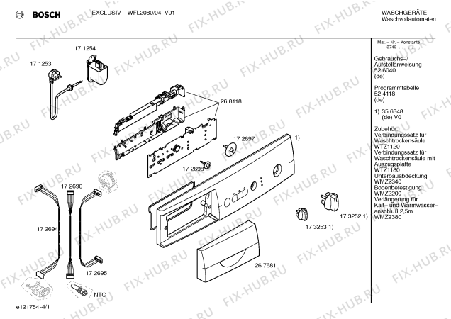 Схема №4 WFL2080 EXKLUSIV с изображением Таблица программ для стиралки Bosch 00524118