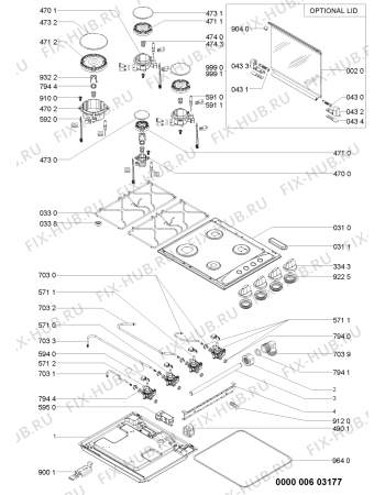 Взрыв-схема плиты (духовки) Indesit AKM260IX1 (F093577) - Схема узла