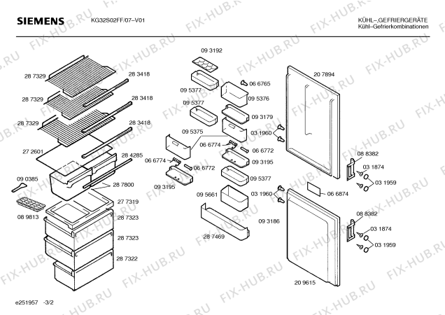 Схема №3 KG32S01FF с изображением Панель для холодильника Siemens 00284792