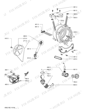 Схема №1 AWO/D 53110 с изображением Труба для стиралки Whirlpool 480111100202