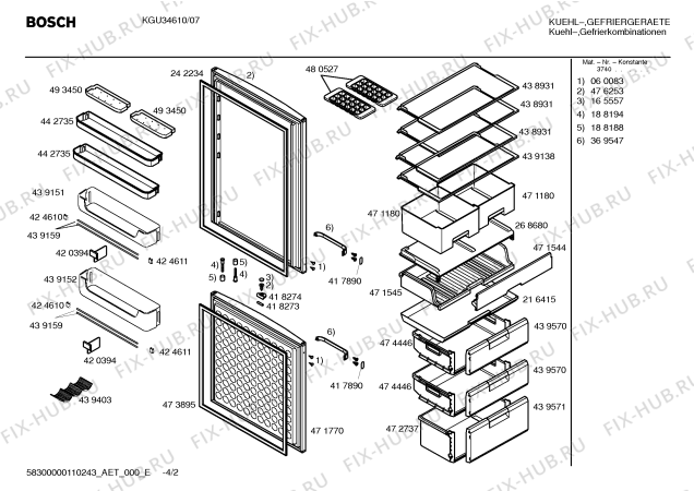 Схема №2 KGU34610FF с изображением Панель управления для холодильника Bosch 00439599