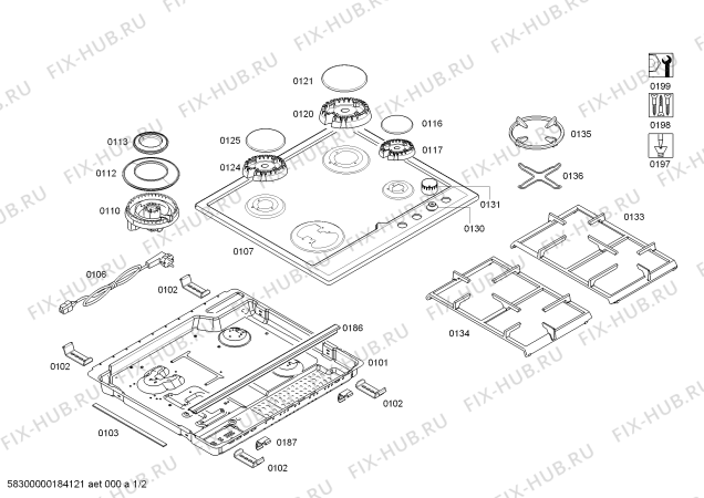 Схема №2 EC645HB90A ENC.EC645HB90A 3G+1W SE60F IH5 с изображением Горелка для плиты (духовки) Bosch 00620124