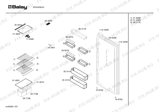 Схема №2 3FN1630 с изображением Дверь для холодильника Bosch 00236206