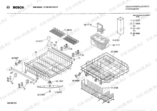 Схема №4 0730301612 SMI63024 с изображением Панель для электропосудомоечной машины Bosch 00118275