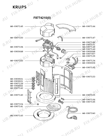 Взрыв-схема кофеварки (кофемашины) Krups F8774210(0) - Схема узла 4P001854.4P2