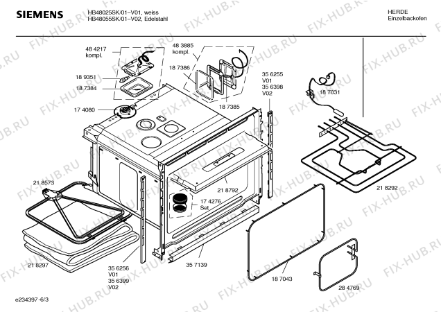 Схема №6 HB48055SK с изображением Инструкция по эксплуатации для электропечи Siemens 00583501