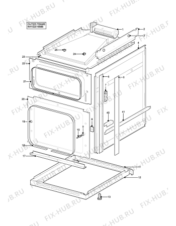 Взрыв-схема плиты (духовки) Tricity Bendix RE60DCBK - Схема узла H10 Outer Frame